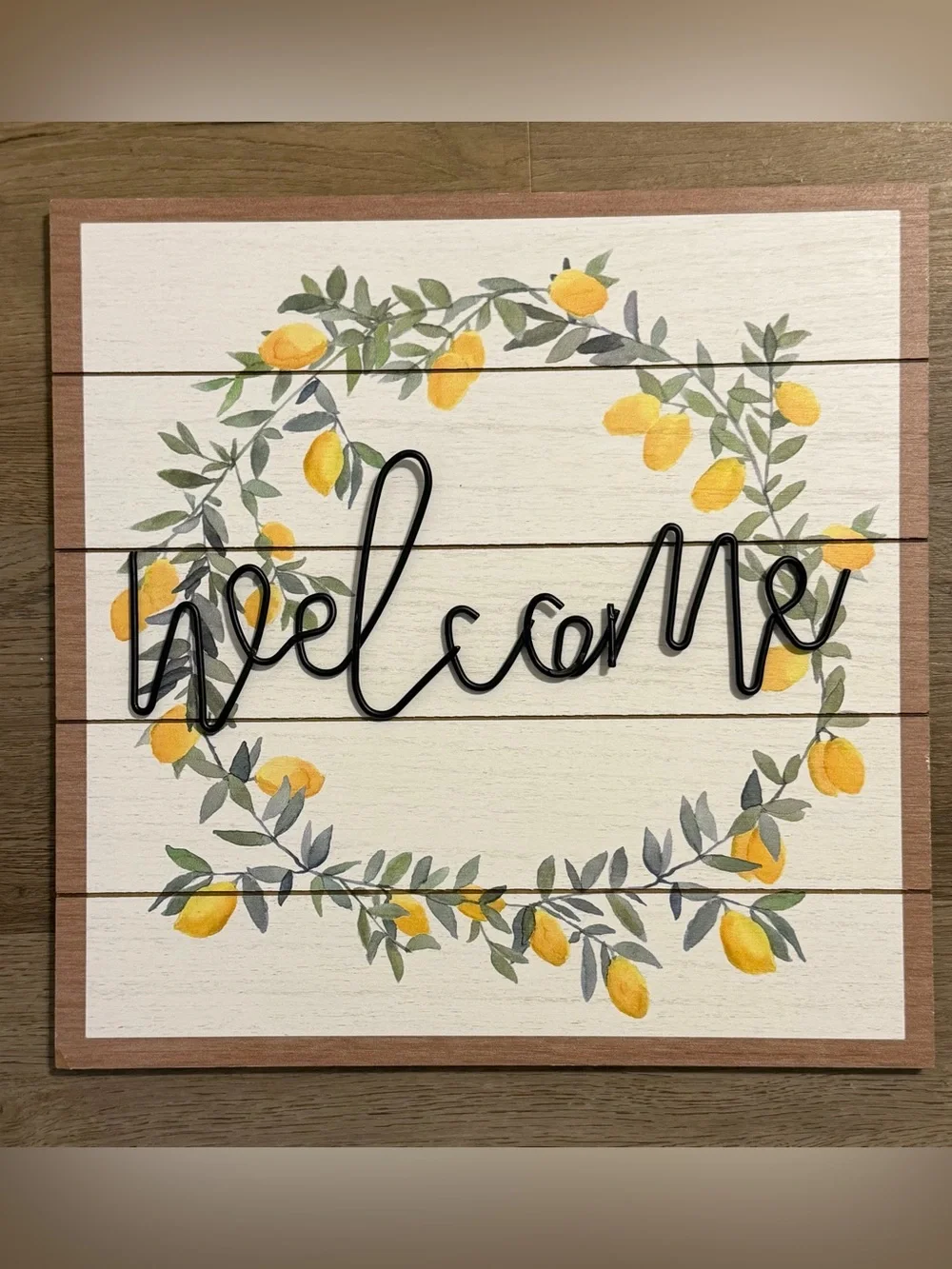 Lemon Wood Welcome Sign from Hobby Lobby